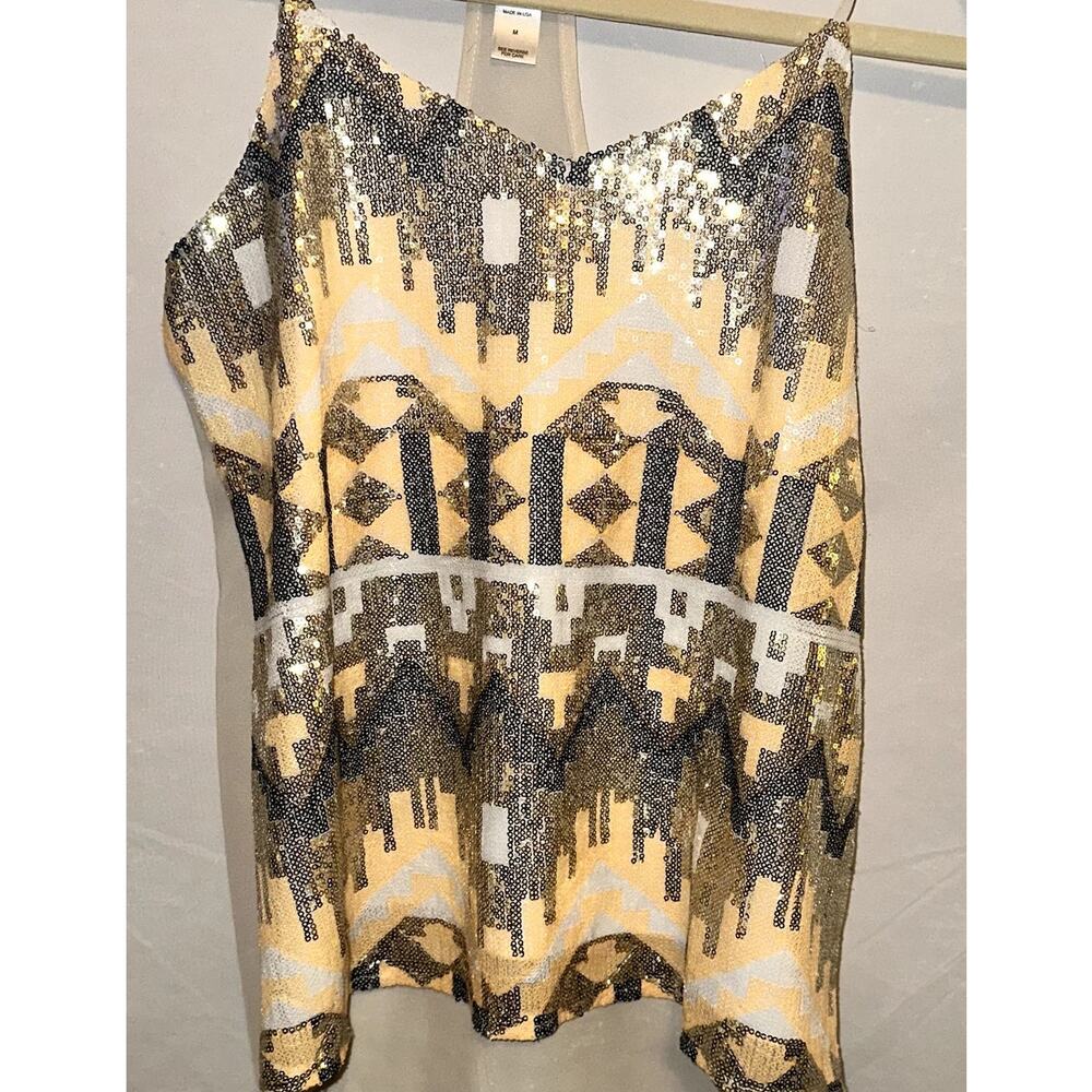 Daytirp Sequin Razor Back Shear Tank Top SIze Medium